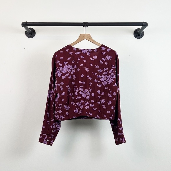 NWT Madewell V-Neck Button-Front Floral Cropped Shirt - Picture 7 of 8